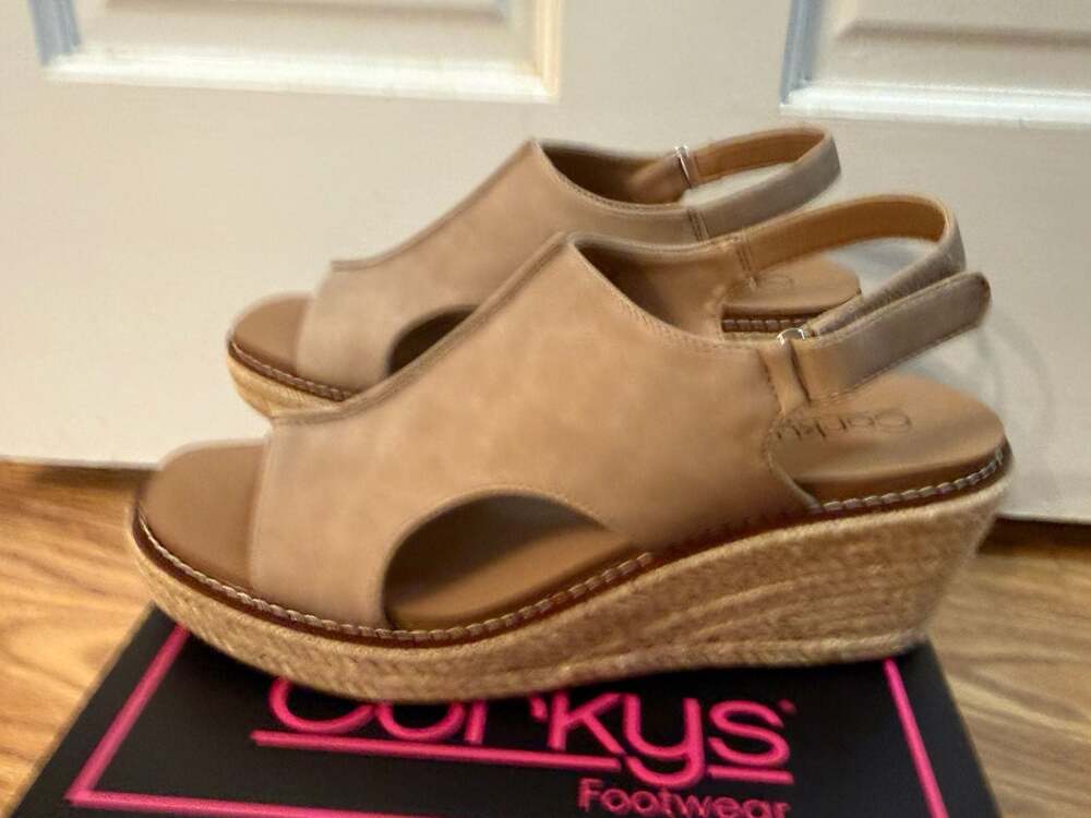 Corky's K Bye Wedge Sandals in Taupe new size 9 comfort